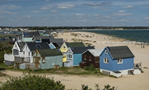 Beach Huts, Mudeford Spit, Christchurch Harbour, Christchurch Bay, Dorset, England Beach Huts, Mudeford Spit, Christchurch Harbour, Christchurch Bay, Dorset, England