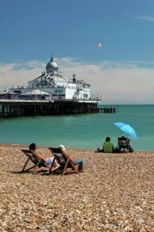 Images Dated 6th August 2013: Beach and pier, Eastbourne, East Sussex, England, United Kingdom, Europe