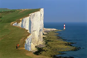 Prints of Beachy Head Lighthouse and chalk cliffs, Eastbourne, East Sussex, England, United Kingdom, Europe East Sussex Prints: Beachy Head Lighthouse Print, Eastbourne, England