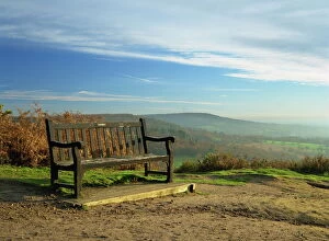 Bench Gallery: Bench on Pitch Hill, with view along the Greensand Ridge to Holmbury Hill and Leith Hill
