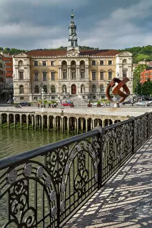 Riverside Gallery: Bilbao City Hall on the river Nervion, Biscay (Vizcaya), Basque Country (Euskadi)