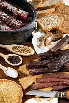 Ingredient Collection: Biltong, dried and salted meat from South Africa