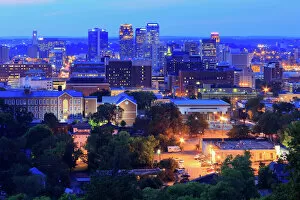Lit Up Collection: Birmingham skyline at twilight, Birmingham, Alabama, United States of America, North America