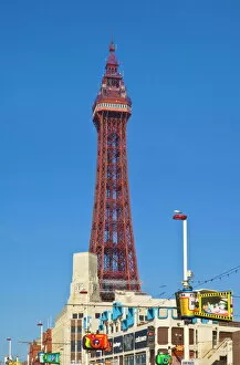 Towers Gallery: Blackpool tower and illuminations during the day, Blackpool, Lancashire