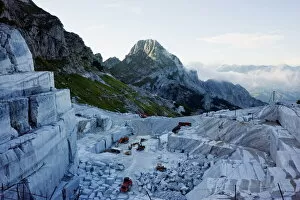 Related Images Gallery: Blocks being cut in a marble quarry used by Michaelangelo, Apuan Alps, Tuscany