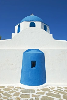 Blue church, Parikia (Hora), Paros Island, Cyclades, Greek Islands, Greece, Europe Blue church, Parikia (Hora), Paros Island, Cyclades, Greek Islands, Greece, Europe