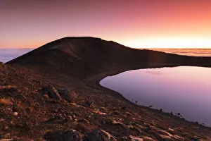 Blue Lake at sunrise, Tongariro National Park, UNESCO World Heritage Site, North Island Blue Lake at sunrise, Tongariro National Park, UNESCO World Heritage Site, North Island