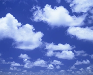 Blue sky with puffy white cumulus clouds near Taupo, New Zealand, Pacific Blue sky with puffy white cumulus clouds near Taupo, New Zealand, Pacific