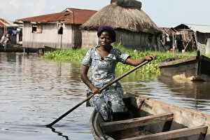 Images Dated 17th November 2011: Boat, Ganvie lake village on Nokoue Lake, Benin, West Africa, Africa