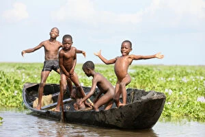 Images Dated 17th November 2011: Boat near Ganvie lake village on Nokoue Lake, Benin, West Africa, Africa
