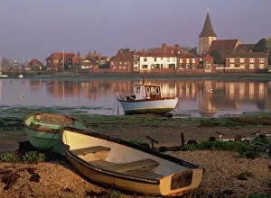 Sussex Collection: Boats in Bosham from across the tidal creek in early morning