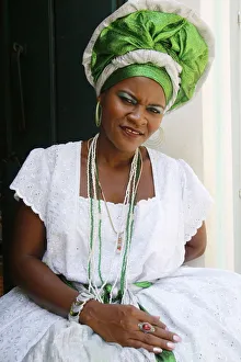 Brazilian woman wearing a traditional costume, Salvador, Bahia, Brazil, South America Brazilian woman wearing a traditional costume, Salvador, Bahia, Brazil, South America