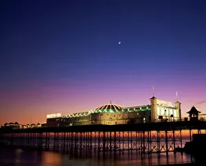 Brighton & Hove Collection: Brighton pier at twilight, Brighton, Sussex, England, United Kingdom, Europe