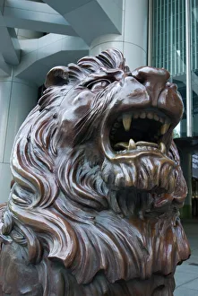 Bronze lion statue outside the HSBC Bank Headquarters, rubbing its paws is said to bring good luck Bronze lion statue outside the HSBC Bank Headquarters, rubbing its paws is said to bring good luck
