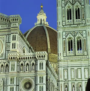 Brunelleschi's dome and exterior of the Duomo floodlit at night Brunelleschi's dome and exterior of the Duomo floodlit at night