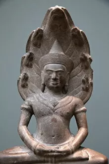 Images Dated 24th October 2013: Buddha protected by the Naga, Musee Guimet, Museum of Asian Arts. Paris, France, Europe