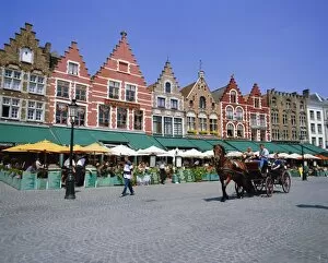 Belgium Collection: Cafes in the main town square, Bruges, Belgium