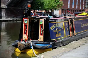 Prints of Canal boat at Castlefield, Manchester, England, United Kingdom, Europe Manchester Prints: Castlefield Canal Boat Print, Manchester England