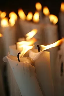 Images Dated 20th April 2000: Candles at the Lourdes shrine, Lourdes, Hautes Pyrenees, France, Europe