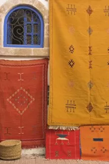 Geometric Gallery: Carpets hanging outside shop in the medina, Essaouira, Morocco, North Africa, Africa