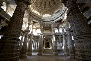 Carved white marble interior of Ranakpur Jain Temple, near Udaipur, Rajasthan Carved white marble interior of Ranakpur Jain Temple, near Udaipur, Rajasthan