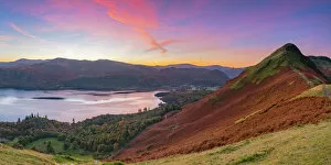 Sunlight Collection: Cat Bells fell at sunrise, Derwentwater, Lake District National Park, Cumbria, England