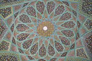 Tomb Gallery: Ceiling of Tomb of Hafez, Irans most famous poet, 1325-1389, Shiraz, Iran, Middle East