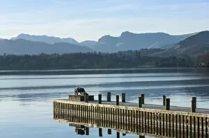 Lake Windermere Gallery: Central Fells, Scawfell, and the Langdale Pikes viewed from Low Wood race cannon