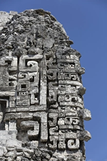 Chac masks, Structure XX, Chicanna, Mayan archaeological site Chac masks, Structure XX, Chicanna, Mayan archaeological site