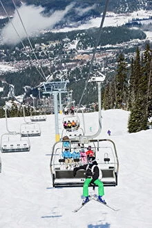 Winter Sports Gallery: Chairlift with skiers, Whistler mountain resort, venue of the 2010 Winter Olympic Games