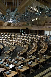 Images Dated 20th October 2008: Chamber, New Scottish Parliament building, architect Enric Miralles, Holyrood