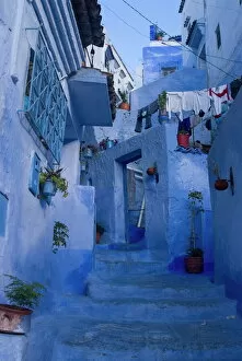 Stair Gallery: Chefchaouen, near the Rif Mountains, Morocco, North Africa, Africa
