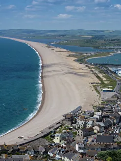 Chesil Beach and the Fleet Lagoon from Portland, Jurassic Coast, UNESCO World Heritage Site Chesil Beach and the Fleet Lagoon from Portland, Jurassic Coast, UNESCO World Heritage Site