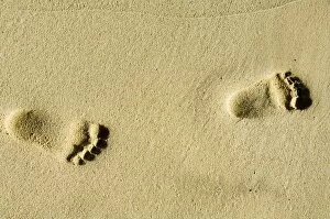 Childs footprints on beach at Santa Maria, Sal (Salt), Cape Verde Islands, Africa