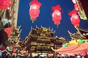 China Collection: Chinese New Year decorations at Yuyuan Garden, Shanghai, China, Asia