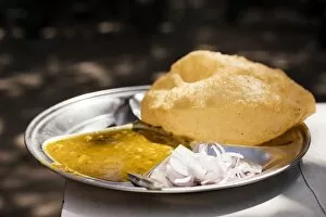Traditionally Asian Gallery: Chole Bhature Dish, Sector 7, Chandigarh, Punjab and Haryana Provinces, India, Asia