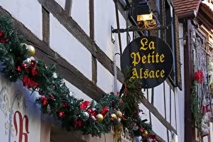 Stereotypically French Gallery: Christmas decoration in the old town Petite France, Strasbourg, Alsace, France, Europe