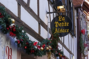 Christmas decoration in the old town Petite France, Strasbourg, Alsace, France, Europe Christmas decoration in the old town Petite France, Strasbourg, Alsace, France, Europe