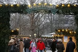 Christmas market in Munich winter garden, Munich, Bavaria, Germany, Europe