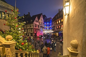 Christmas Markets in the old medieval town enriched by colourful lights, Colmar Christmas Markets in the old medieval town enriched by colourful lights, Colmar