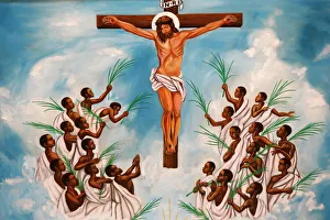 Church fresco, Namugongo Catholic Martyrs Shrine, Kampala, Uganda, Africa Church fresco, Namugongo Catholic Martyrs Shrine, Kampala, Uganda, Africa