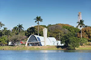 Images Dated 4th July 2012: Church of St. Francis of Assisi, designed by Oscar Niemeyer, Pampulha Lake, Pampulha