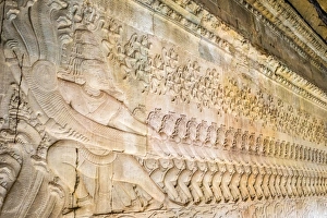Churning of the Sea of Milk Gallery at Angkor Wat temple, UNESCO World Heritage Site Churning of the Sea of Milk Gallery at Angkor Wat temple, UNESCO World Heritage Site
