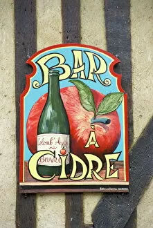 Signs Gallery: Cider bar sign, Beuvron en Auge, Auge, Normandy, France, Europe