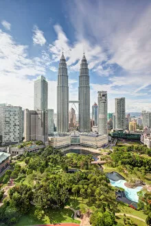 City centre including the KLCC park convention and shopping centre and the iconic 88 storey steel clad Petronas Towers
