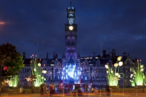 City Hall and Garden of Light Display in Centenary Square, Bradford, West Yorkshire City Hall and Garden of Light Display in Centenary Square, Bradford, West Yorkshire
