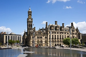 City Park Pool and City Hall, City of Bradford, West Yorkshire, England City Park Pool and City Hall, City of Bradford, West Yorkshire, England