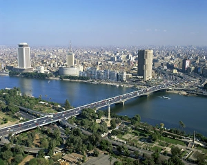 City skyline with the 6th October Bridge over the River Nile, seen from the Cairo Tower City skyline with the 6th October Bridge over the River Nile, seen from the Cairo Tower