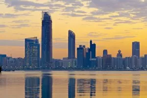 Images Dated 26th January 2011: City skyline at dawn, Abu Dhabi, United Arab Emirates, Middle East
