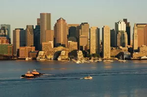 Images Dated 28th February 2008: City skyline at dawn across Boston Harbor